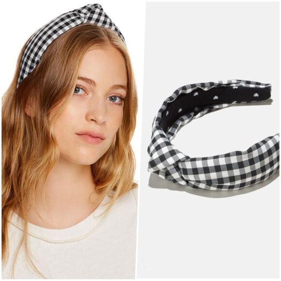 NWOT Lele Sadoughi Black and White checkered / Gingham headband 2021 Hair – Batik Chicago main image 4